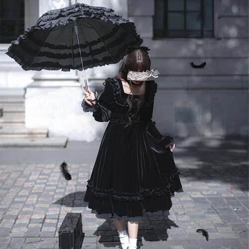 罗莉塔Lolita法式蕾丝哥特风公主小洋伞花边绣花防晒遮阳照相馆拍