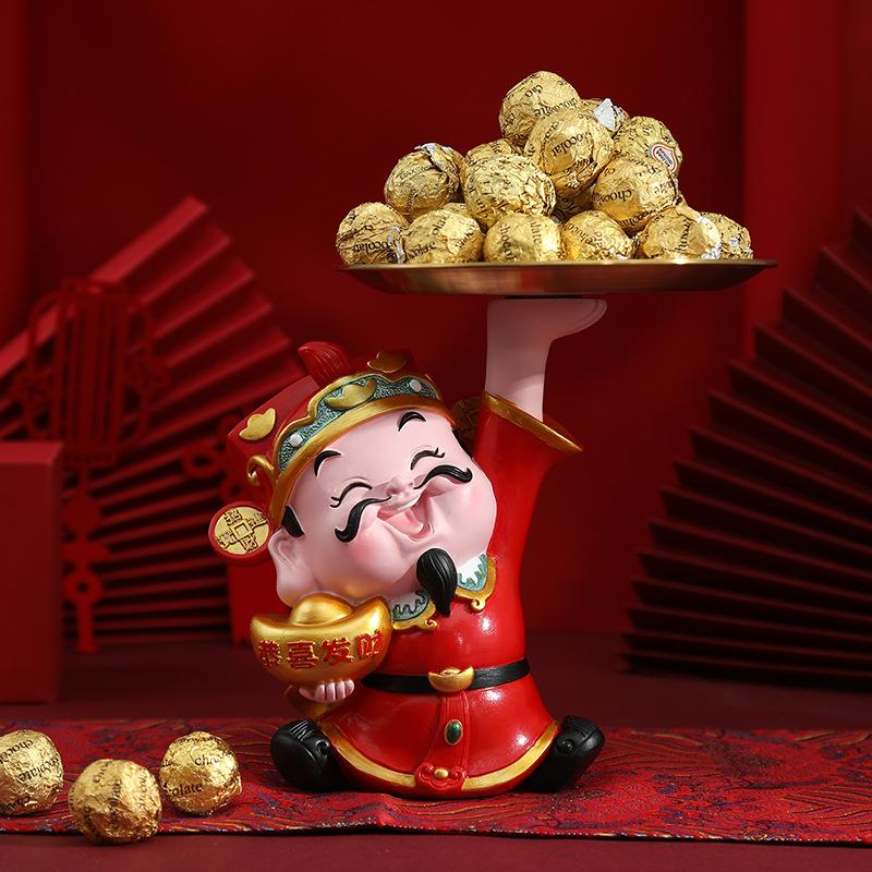 迁新款财神摇头款手烟灰缸机支架托盘件新摆年礼物开业乔玄关摆饰