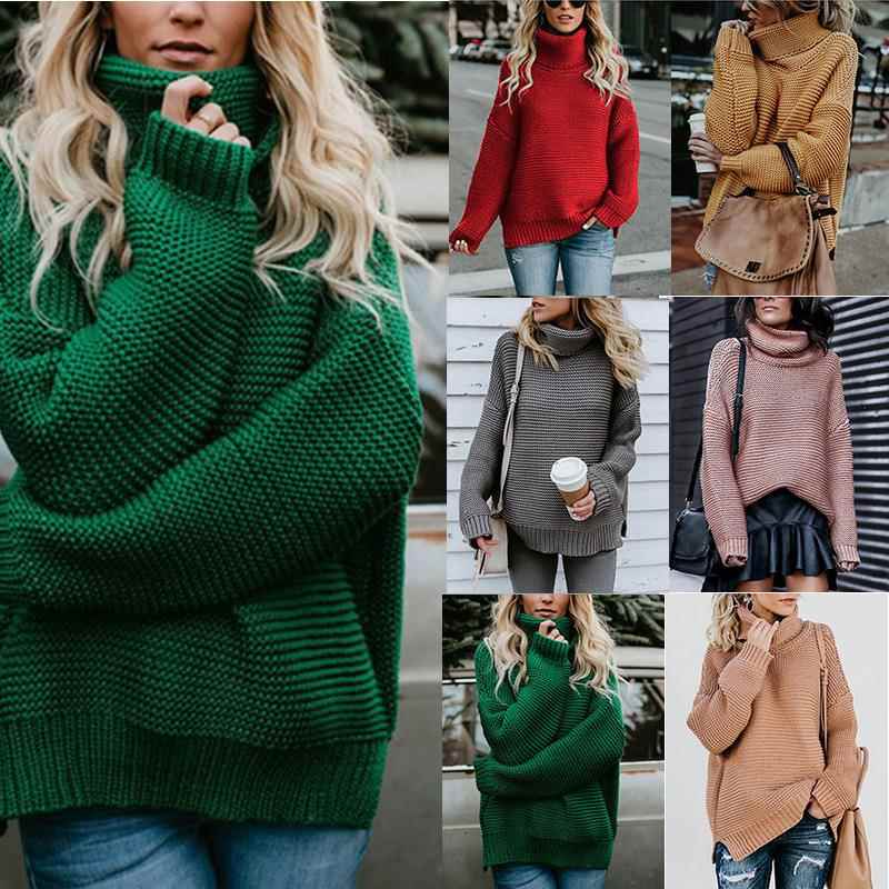 long knitted sweater sweater yarn high pullover thick