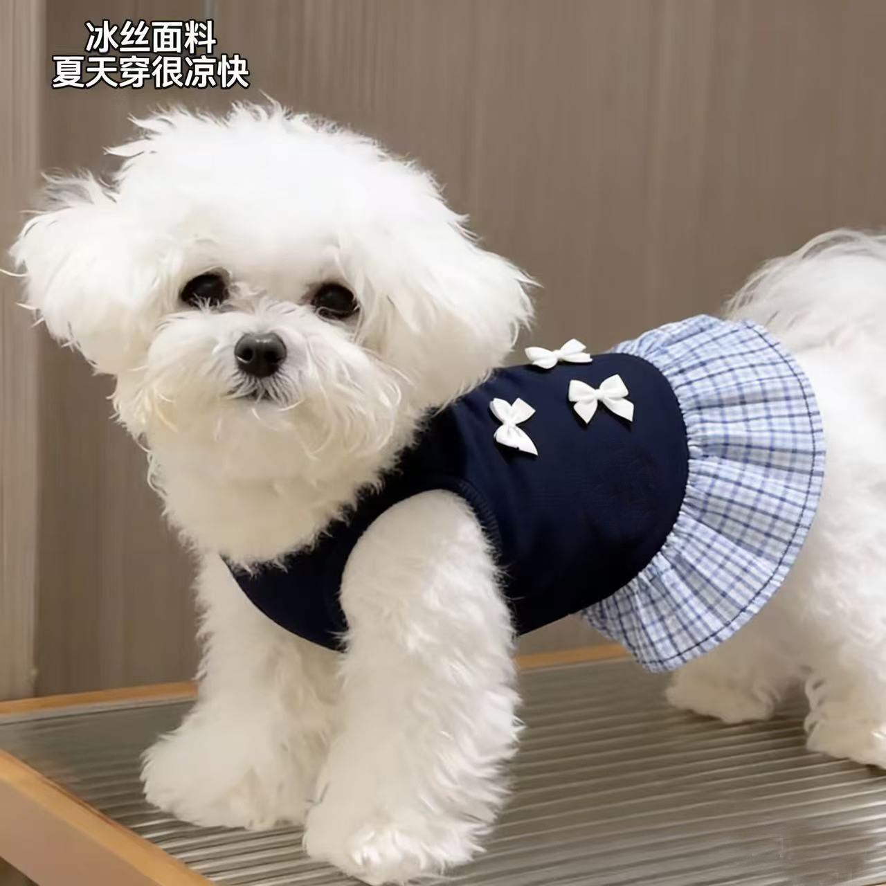 猫咪衣服春夏季薄款透气吊带背心裙学院风防掉毛金渐层比熊布偶猫