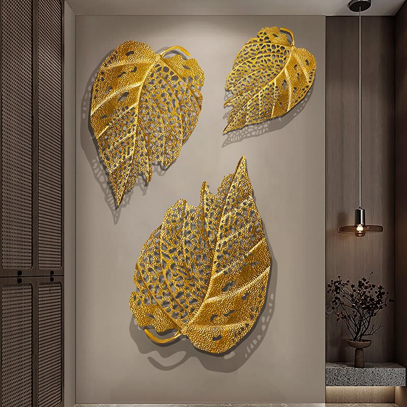泰式铁艺菩提叶壁饰客厅沙发背景墙挂件卧室墙面装饰创意金属壁挂