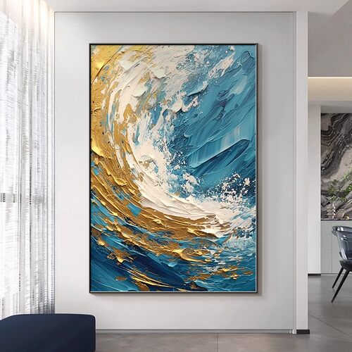 挂画 画装饰画 画客厅现代简约抽象艺术落地画 画海浪高级感沙发