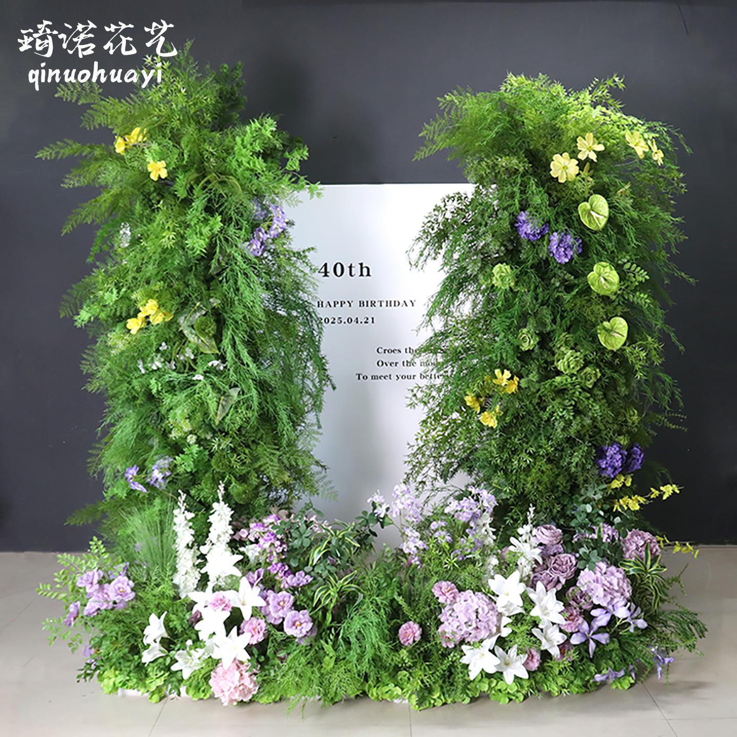 婚庆户仿外森系花柱场景布照置婚礼拍森系花柱道具牛拱门真角花迎
