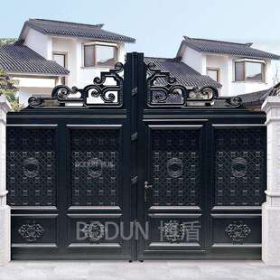 铝艺大门别墅大门对开门铝合金双开门庭院门院子电动平移围墙大门