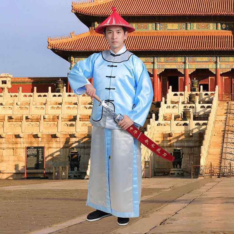 高档清朝官服色李鸿林则章徐古装王黑爷侍卫士兵服影视演出服送帽