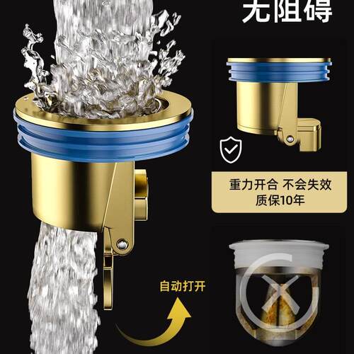 新款直销卫生间地漏防臭器下水道防反味盖全铜内芯厕所防虫下水管