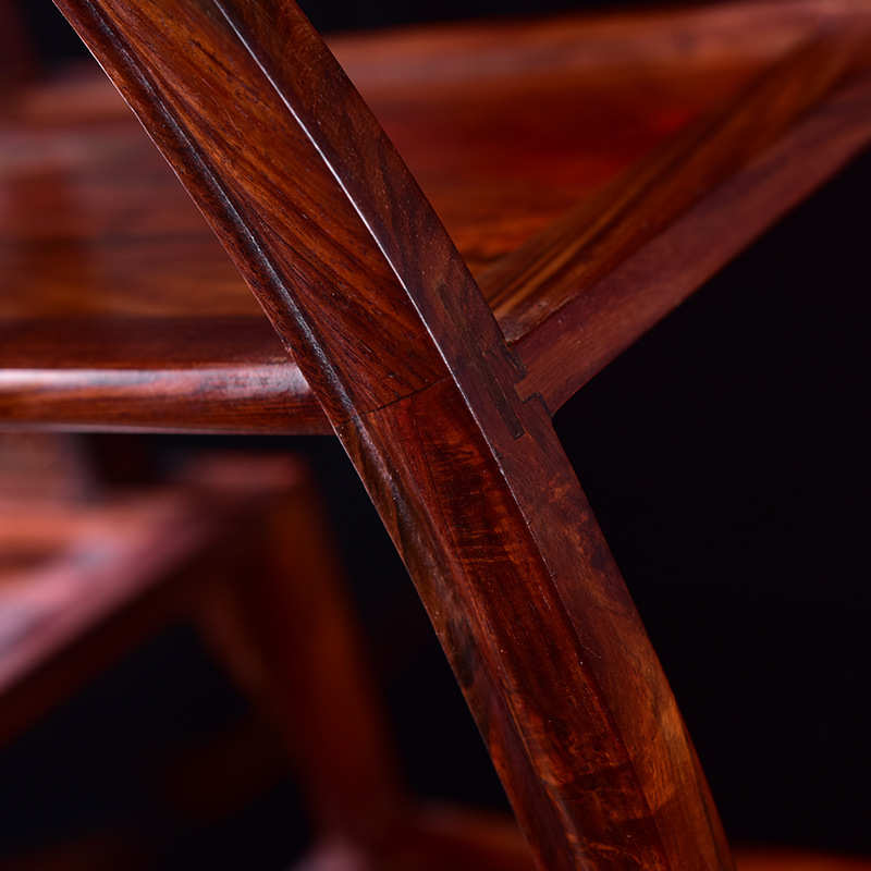 老挝红酸枝大圆博古架仿古茶壶古董架红木木雕工艺礼品多宝阁摆件