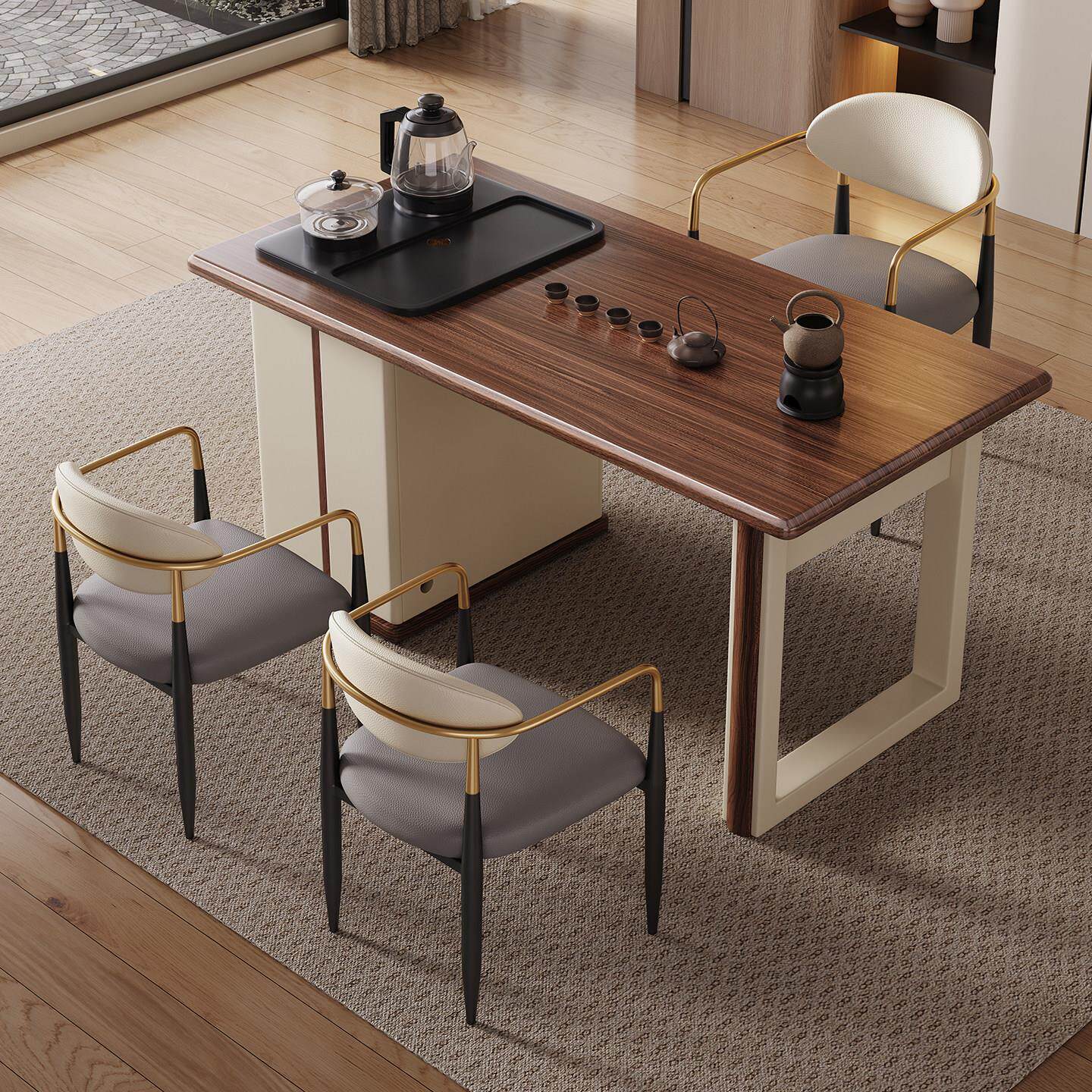 新中式阳台茶桌椅组合现代简约实木茶台小户型泡茶家用办公室茶桌