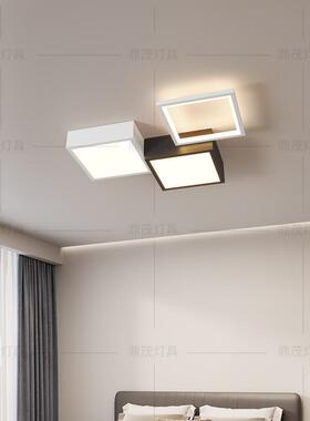 极简卧室吸顶灯led现代简约主卧室护眼灯黑白格子全光谱中山灯具