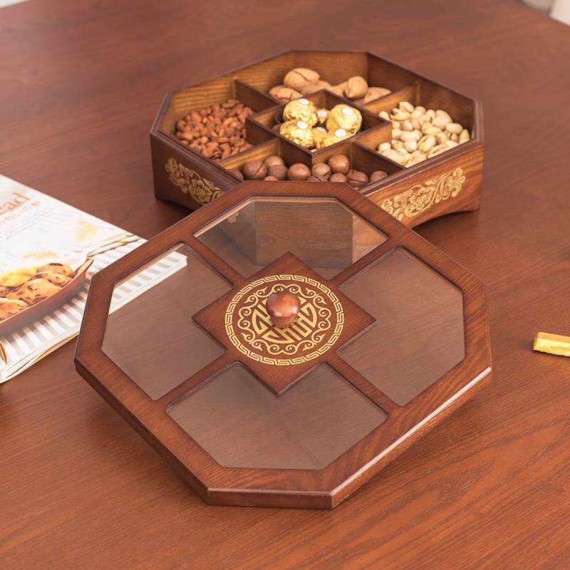 实木五格家用瓜子零食坚果盒子结婚客厅茶几创意带盖子玻璃干 干