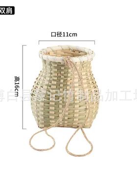 竹编制品纯手工采茶背篓专用篮子儿童小背篓摘茶叶竹篓收纳筐篓子
