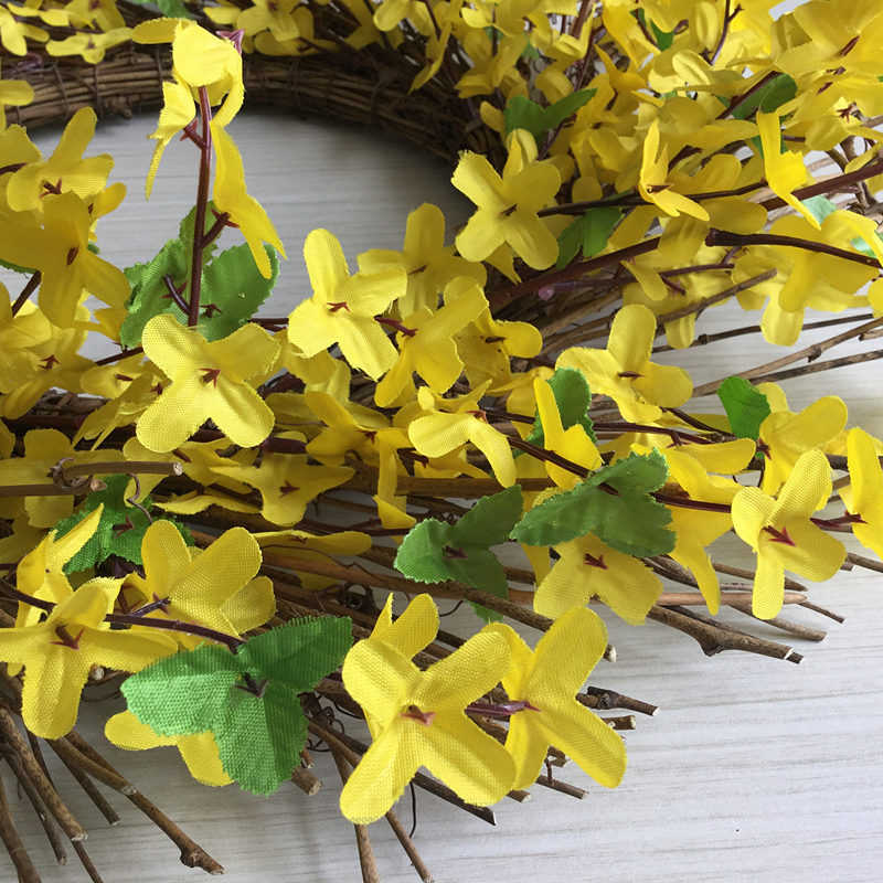 加密仿真迎春花花环节日装饰春季家居花圈门窗墙挂饰