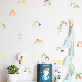 创意网红卧室布置ins装饰水彩彩虹墙贴幼儿园，儿童房可移除墙贴画