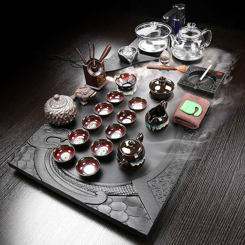 整块流水雾化乌金石茶盘一体家用喝茶功夫茶具套装陶瓷紫砂全自动,餐饮具,茶盘,淘宝优惠券,粉丝福利购,淘宝优惠卷