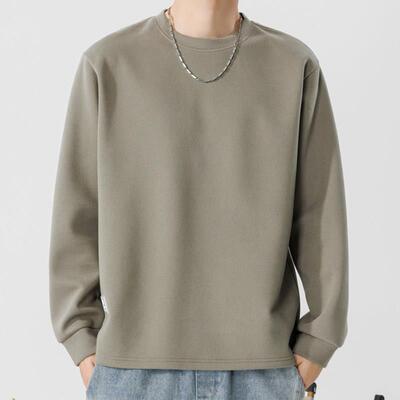 MAROLIO~高端重磅圆领长袖T恤男秋冬纯色加绒内搭秋衣打底衫上衣