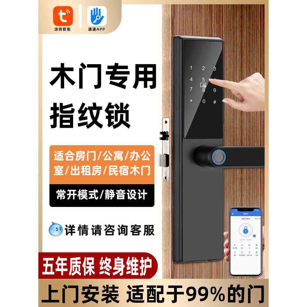 木门锁指纹锁公寓出租房民宿室内密码锁头房间门办公室电子锁