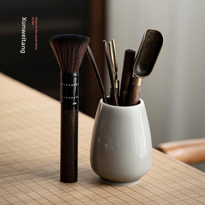 冰灰釉茶道六君子b|高端乌木功夫茶具配件陶瓷茶道管六件套