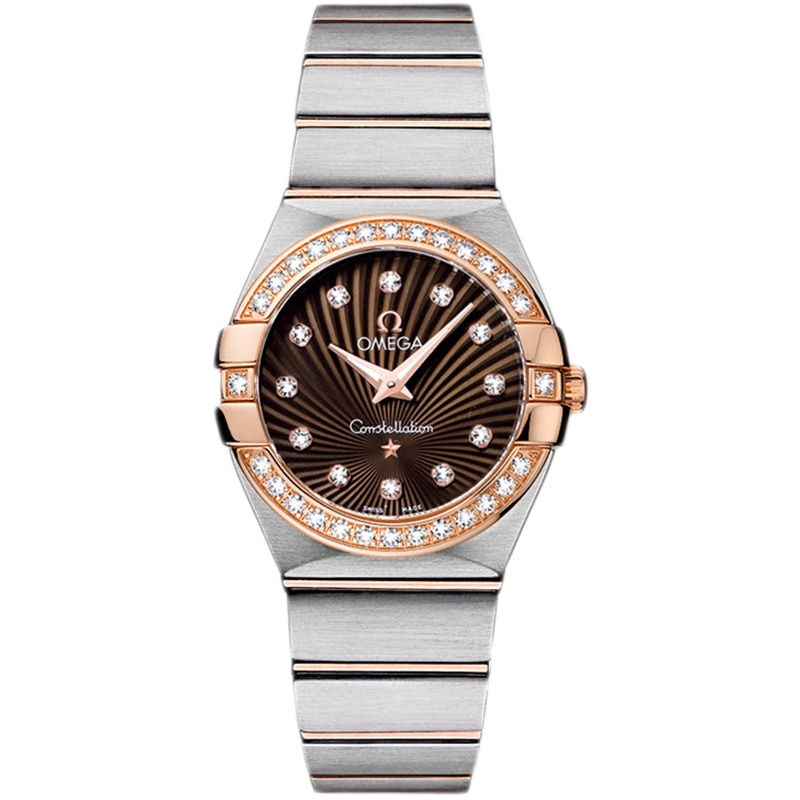 [9.8新]欧米茄星座精钢/18k玫瑰金石英手表女123.25.27.60.63.001