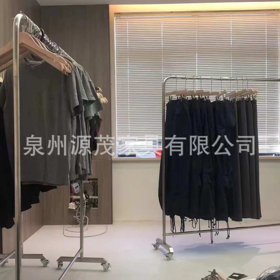 服装展示架不锈钢拉丝银落地式挂衣杆女装童装店衣服陈列道具货架