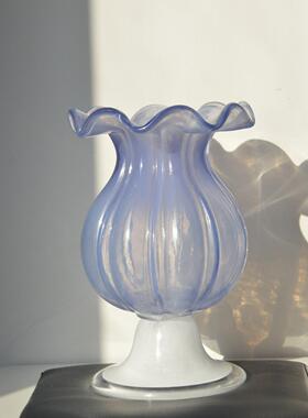 中古顿风紫装色芬风灯花高脚VUT玻璃花器瓶客厅电视柜餐桌欧式饰