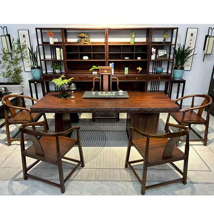 2025花梨木新中式茶桌椅组合禅意简约实木茶台办公室功夫泡茶几