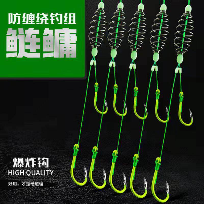 手竿鲢鳙子线钓组套装锚钩花白鲢胖头鱼勾弹簧双钩专用钩线组倒钓