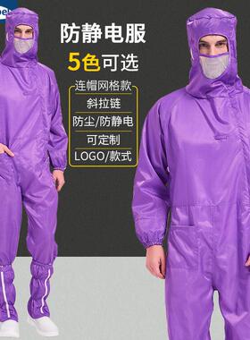 Boe 100级净化无尘服紫色防静电连身服Boe工程工作服