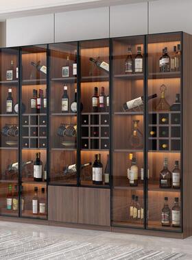 轻奢展实木柜现代简酒约靠墙客厅KVB玻璃门示柜子小高型档家用储