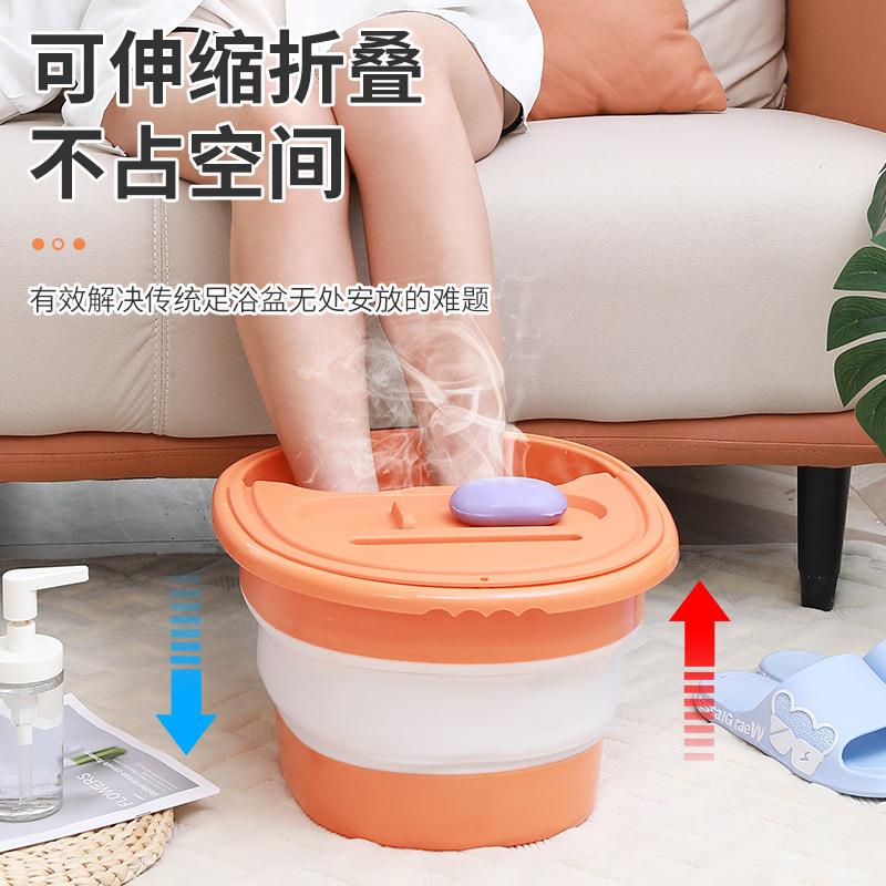 泡脚桶可折叠收纳家用简易按摩养生足浴盆过小腿带盖保温洗脚盆子