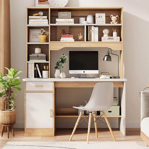 书桌书架一体桌椅电脑桌台式简约现代卧室学习桌卧室家用写字桌子