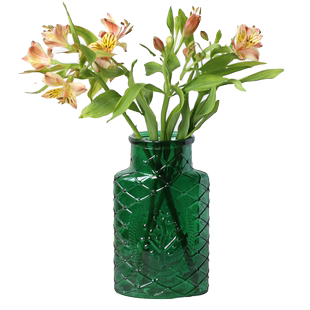 天台悦先复古森系绿色玻璃花瓶美式 祖母绿富贵竹插花高级感样板间