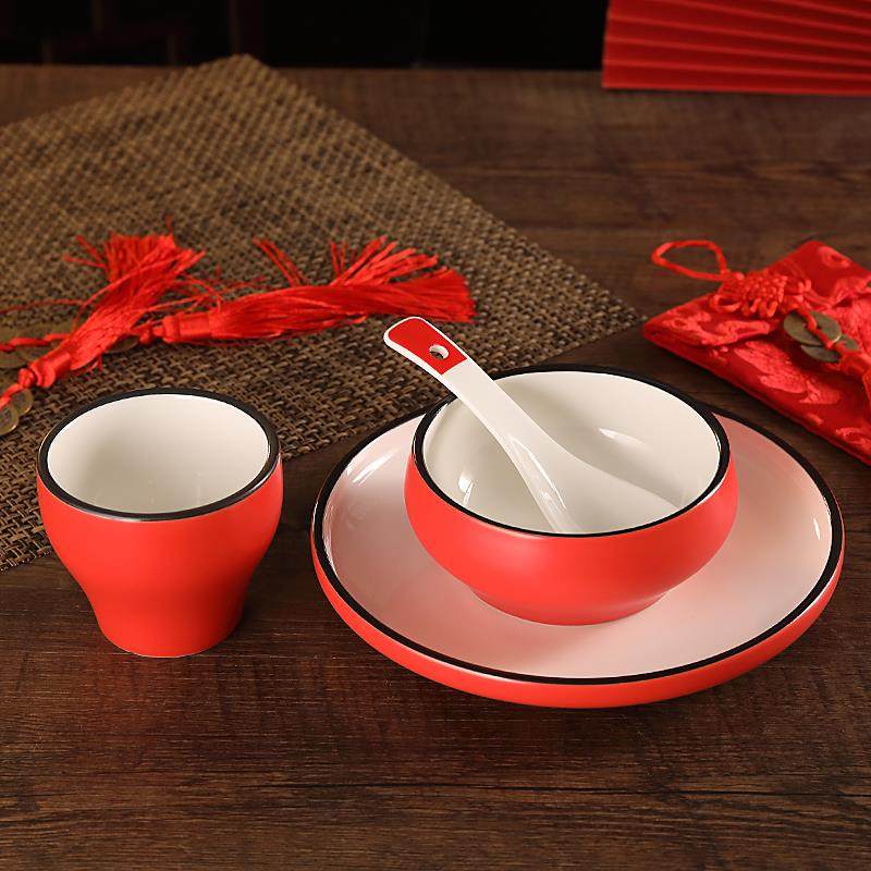 新中式酒店用品餐具摆台套装中国风一人食火锅店饭店盘碗碟四件套