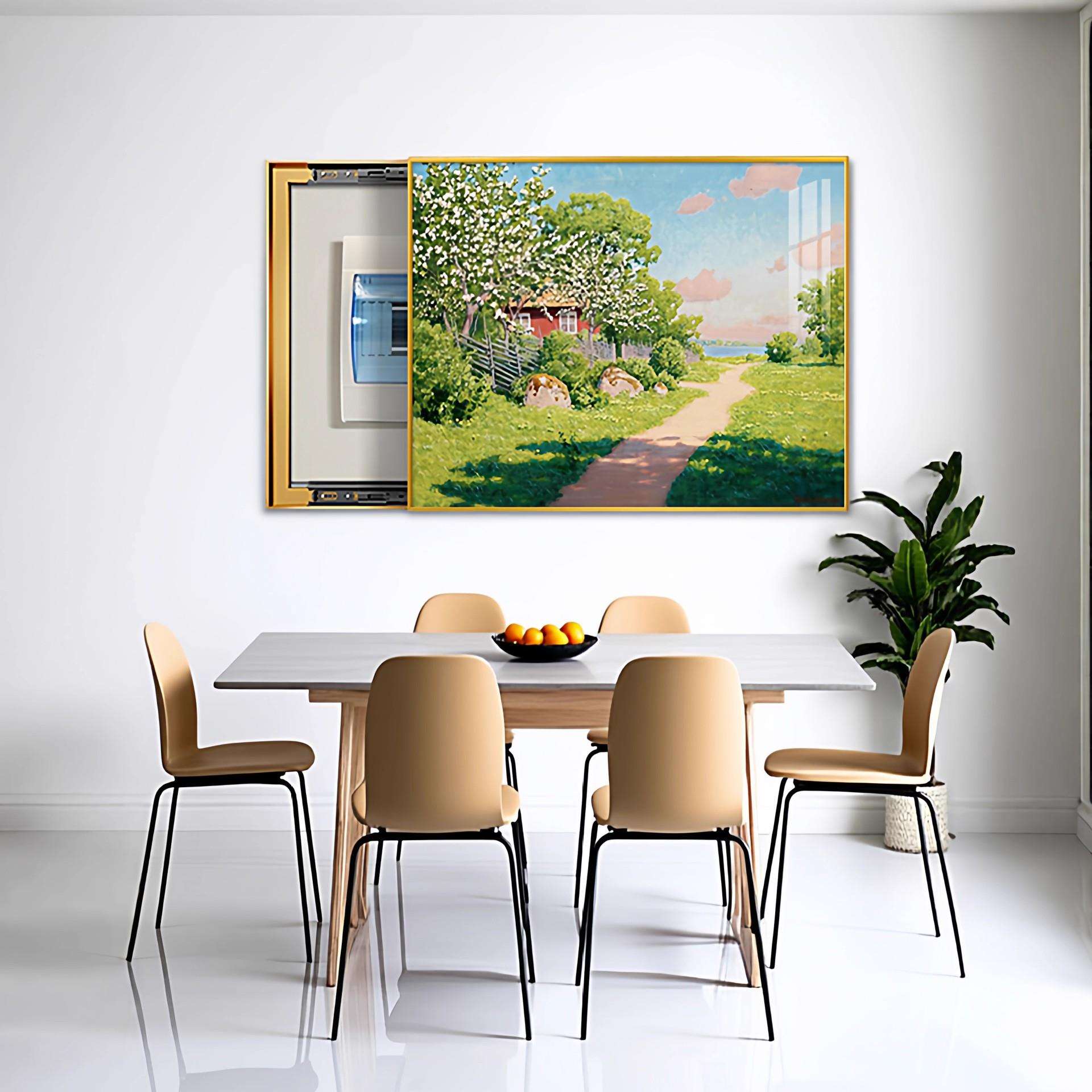 莫奈电表箱装饰画现代简约梵高世界名画油画免打孔配电箱遮挡挂画