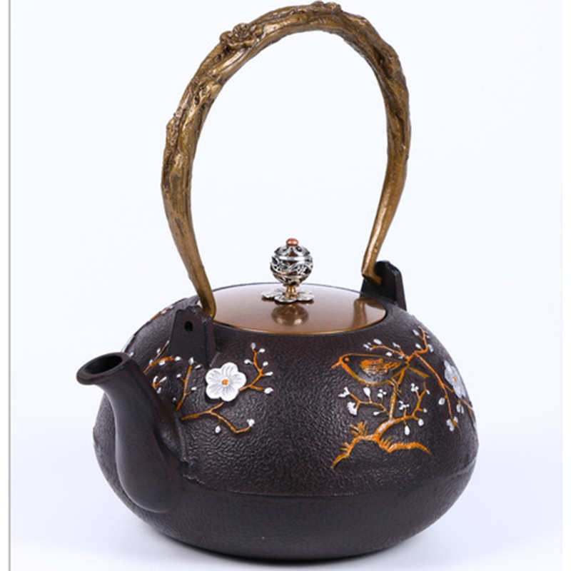 生铁茶壶铸铁壶 氧化生铁壶 创意新款纯铜把手喜上眉梢 茶具批发