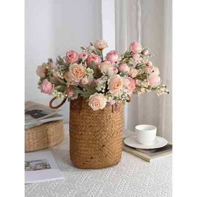 模拟瑰浆果花束茶玫MYF-1838瑰玫土地莲花假花厅绢花客居卧室花卉