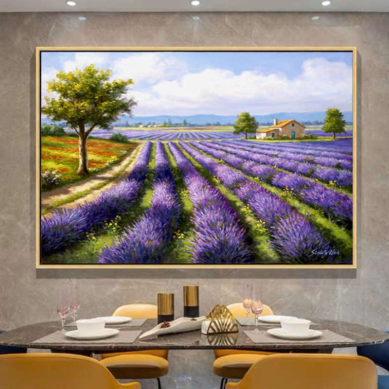 卧室餐厅diy方钻满钻钻石画粘贴钻十字绣世界名画油画薰衣草花田