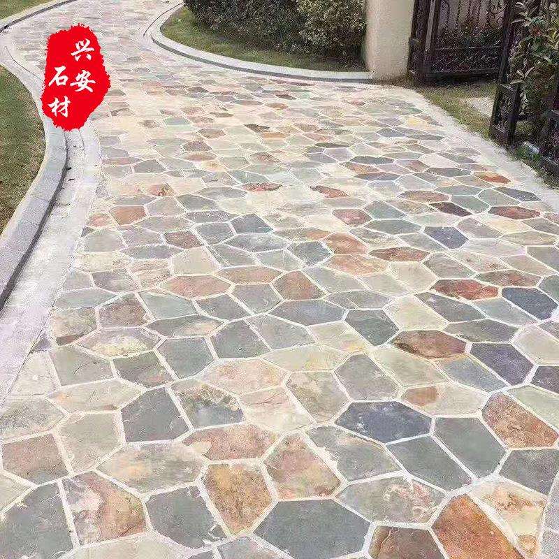 厂家供应青石冰裂纹锈色冰裂纹别墅外墙庭院铺地锈色文化石锈石砖图片