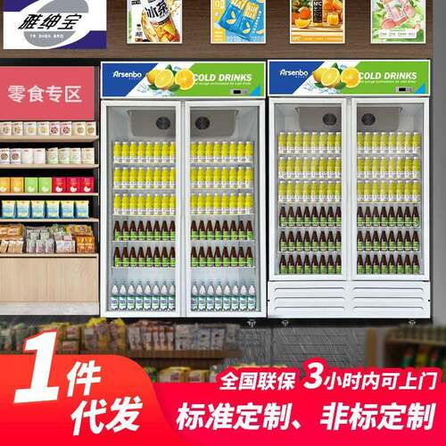 雅绅宝立式冷藏双门饮料柜商用冰柜蛋糕店便利店风冷无霜保鲜设备