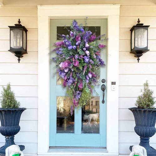 纵鸿跨境春绣季紫色郁金香花环家居彩节庆球多NFS春夏花花环家居