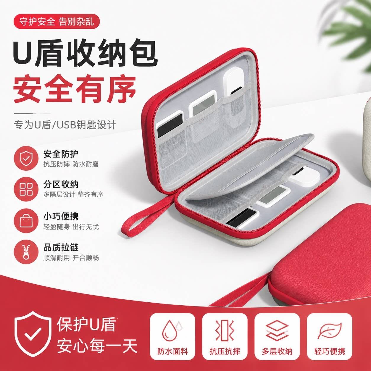 u盾收纳包便携牛津款升级兼容主流优盾财务会计专用工农建交网银ukey便携手提收纳盒硬壳牛津材质防摔缓震
