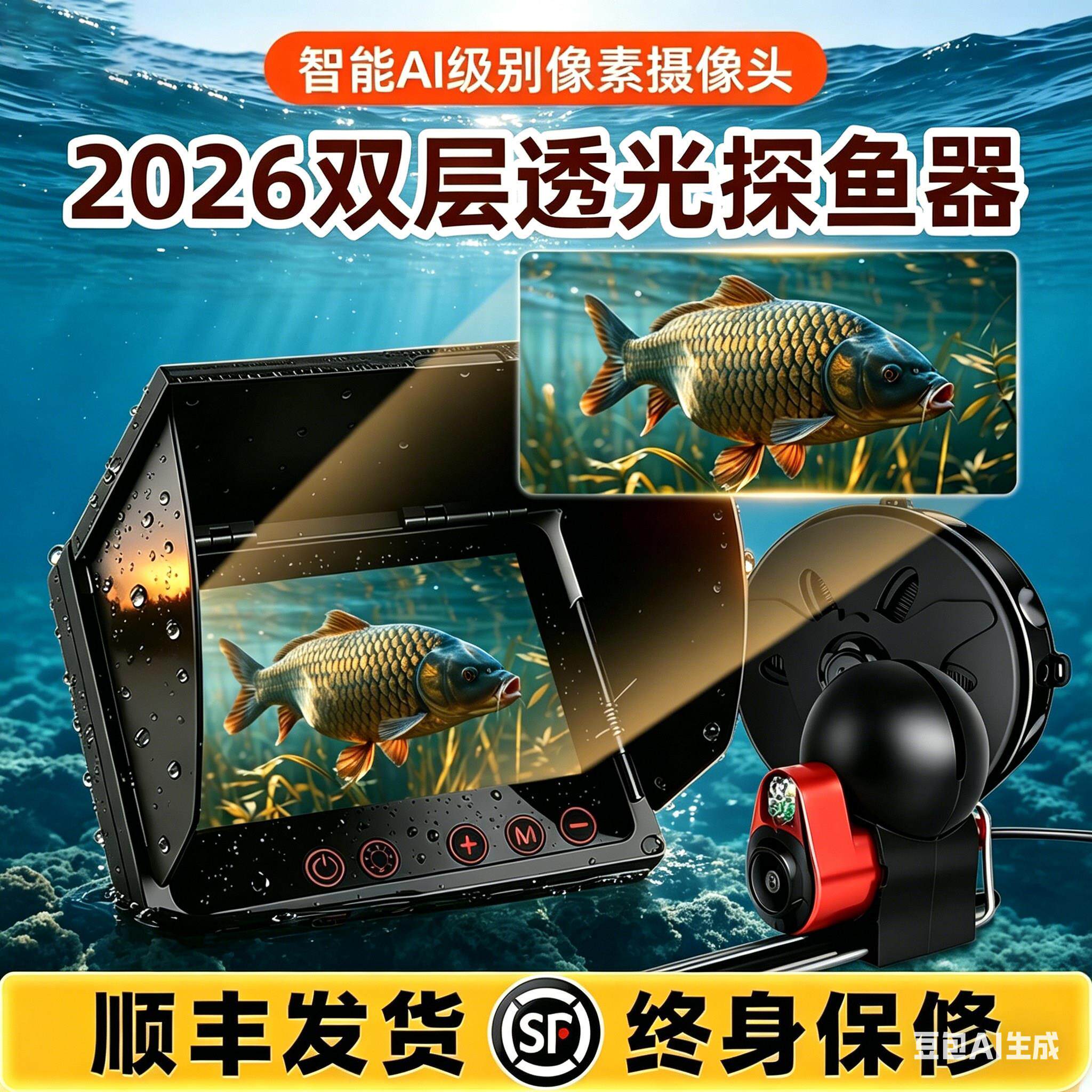 水下高清夜视探鱼器2026新款可视锚探鱼器水底看鱼摄像头透光套装