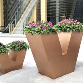 户外不锈钢花箱组合室外街道花槽售楼部铁艺花盆移动广场花坛