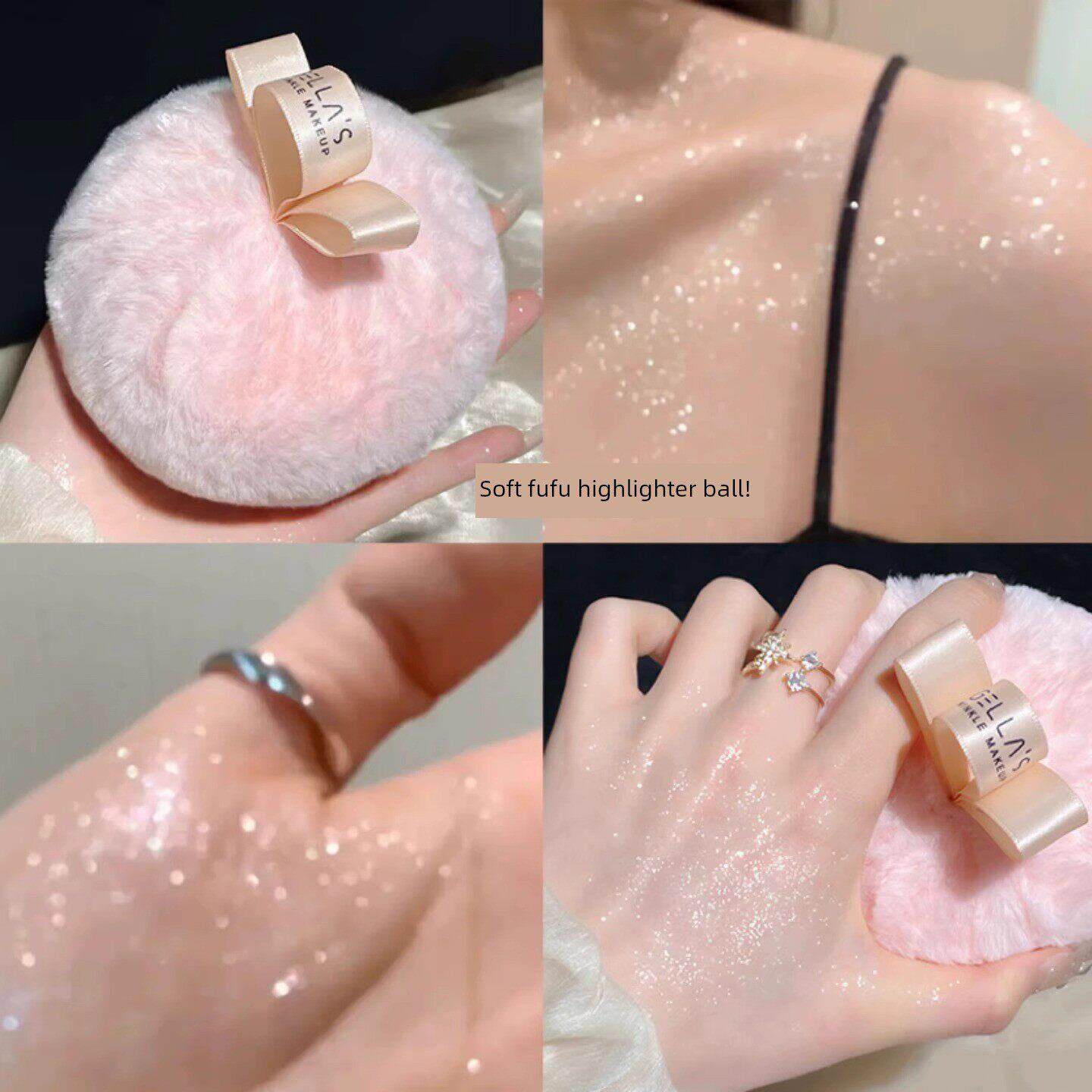 美丽的闪光!Gellas桃色体高光泽闪光球新娘婚礼立体彩妆散粉锁骨