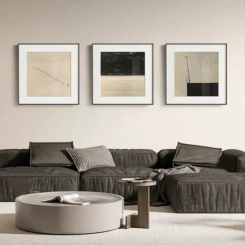 现代简约沙发背景装饰画小众风景画黑白摄影挂画客餐厅中古风摆画