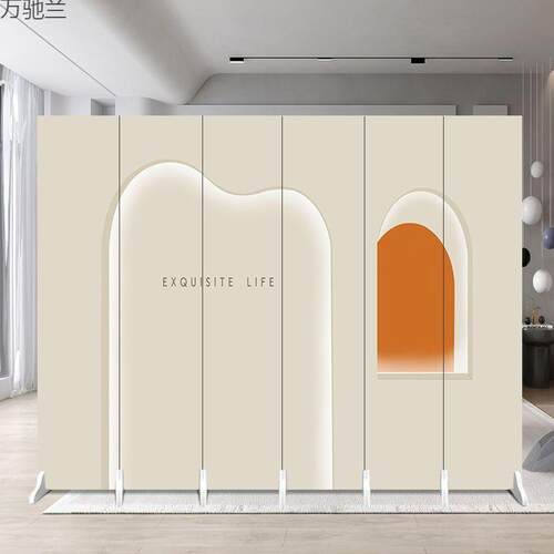 办公室屏风隔断制作折叠移动logo制作现代简约家用玄关遮挡纯白色