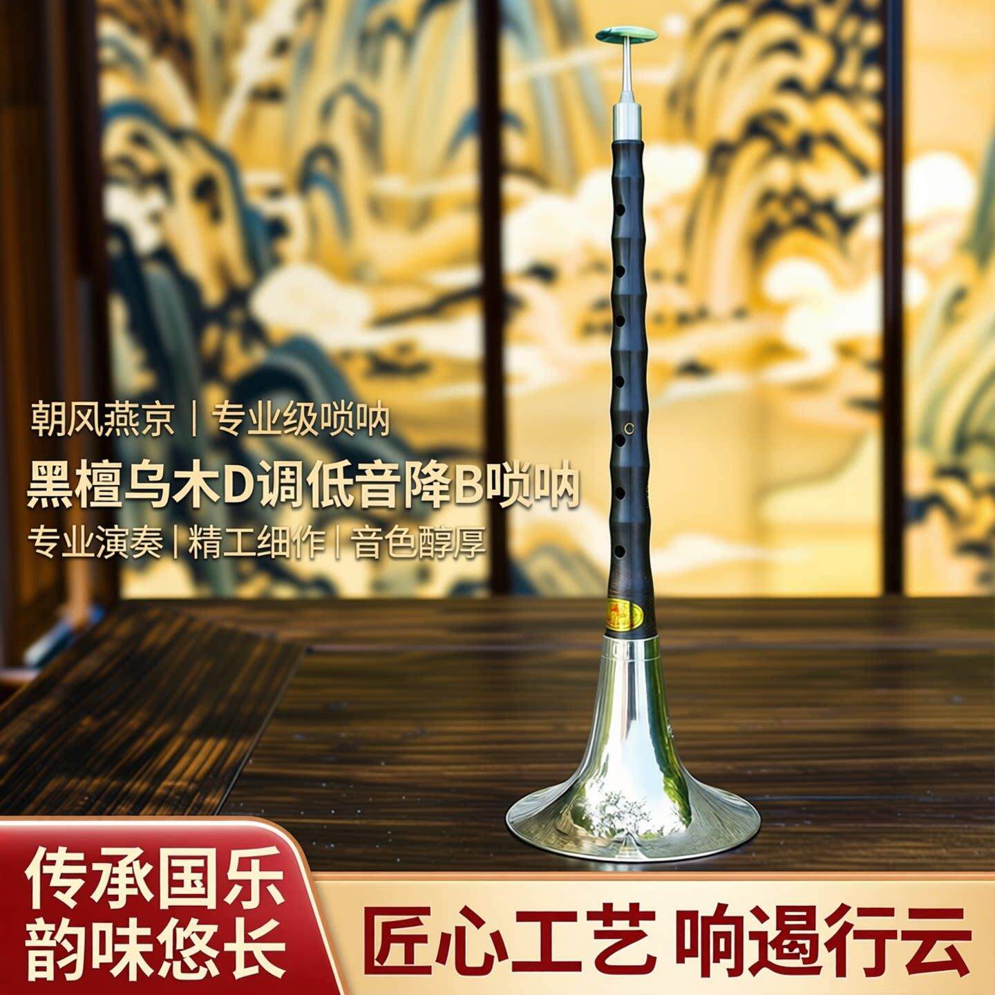 朝凤燕京平均孔唢呐乐器全套黑檀乌木专业D调低音降B唢呐吹奏乐器