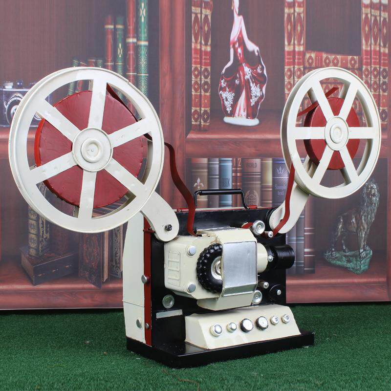 zakka杂货老式胶卷放映机做旧铁皮模型拍照道具橱窗复古工艺品