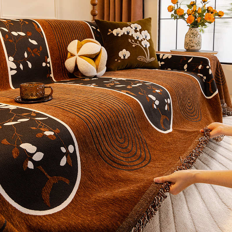 复古中古风沙发盖布沙发巾一整张全盖套罩垫沙发毯雪尼尔四季通用