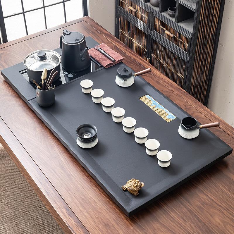 天然乌金石茶盘烧水壶全自动一体茶具套装功夫茶海客厅家用大茶台