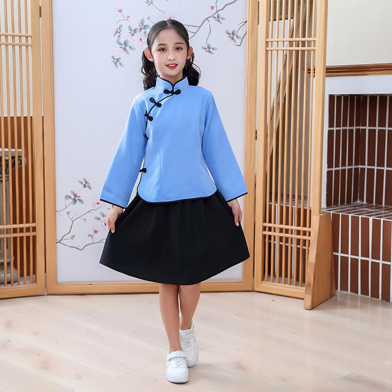 正品演儿童五四青、旗袍学生服服、中山服、年中小学生合唱朗诵运
